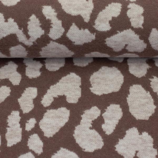 Jacquard-Jersey Ottoman Emily mit naturweißem Leo auf Taupe